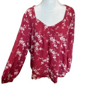 Lucky Brand floral pink top with subtle neckline beading XXL